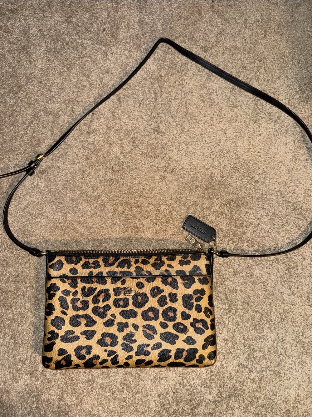 Coach Leopard-Print Crossbody Bag - Tan/Black